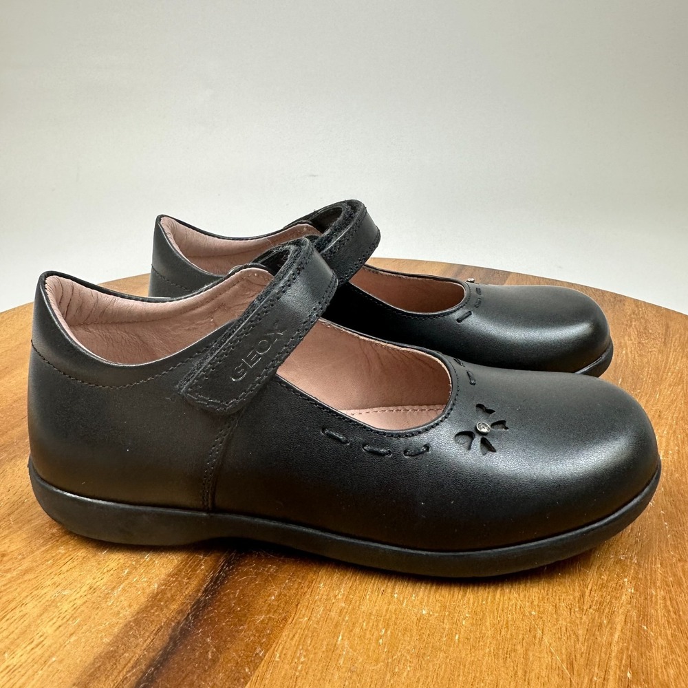 New NWOB Little Kids Geox Naimara Leather Mary Jane Black School Shoes Size 11 C